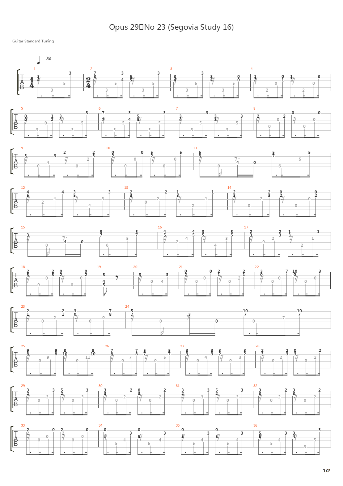 Opus 29 No 23 (Segovia Study 16)吉他谱