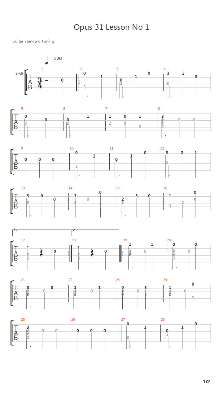 Opus 31 Lesson No 1吉他谱