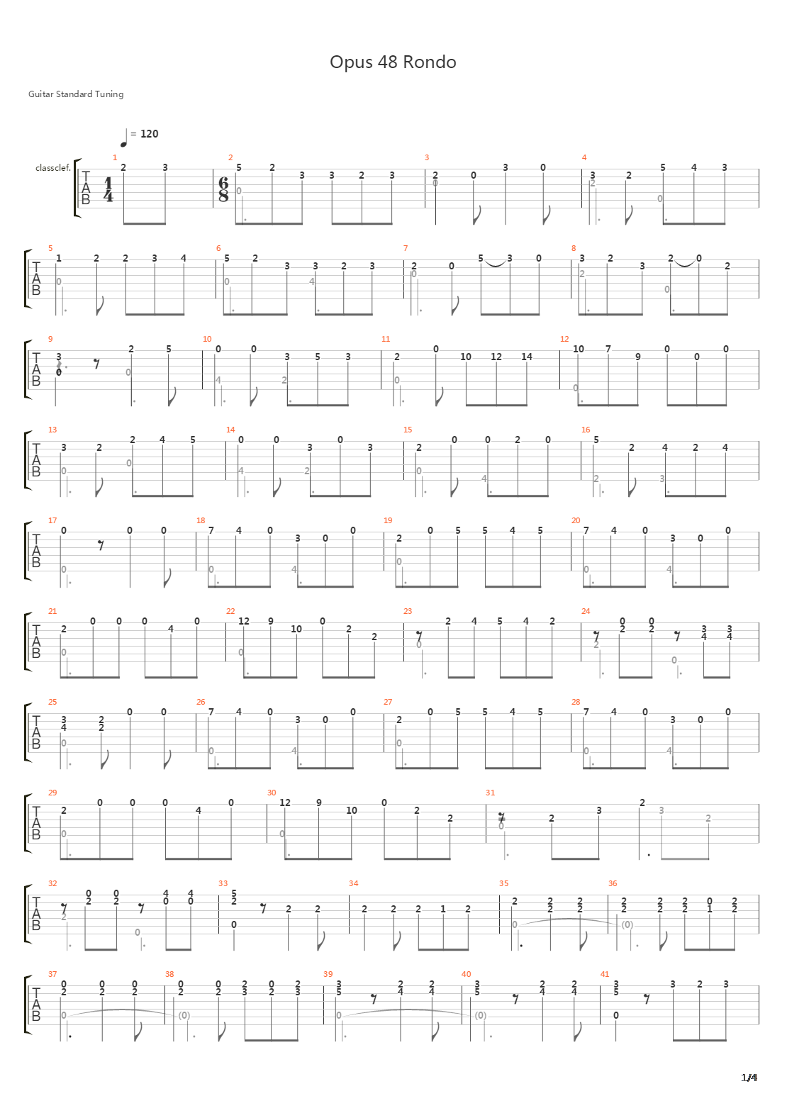 Opus 48 Rondo吉他谱