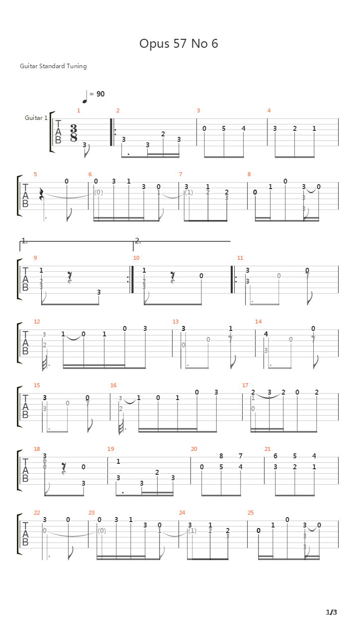 Opus 57 No 6吉他谱