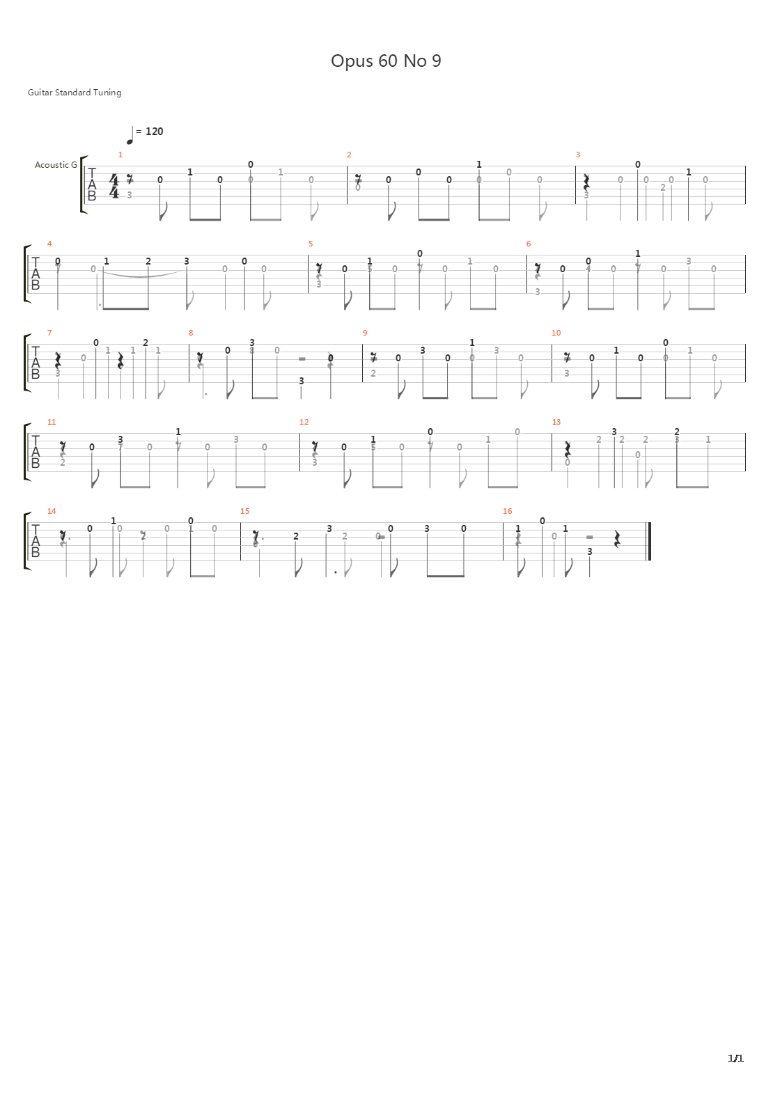 Opus 60 No 9吉他谱