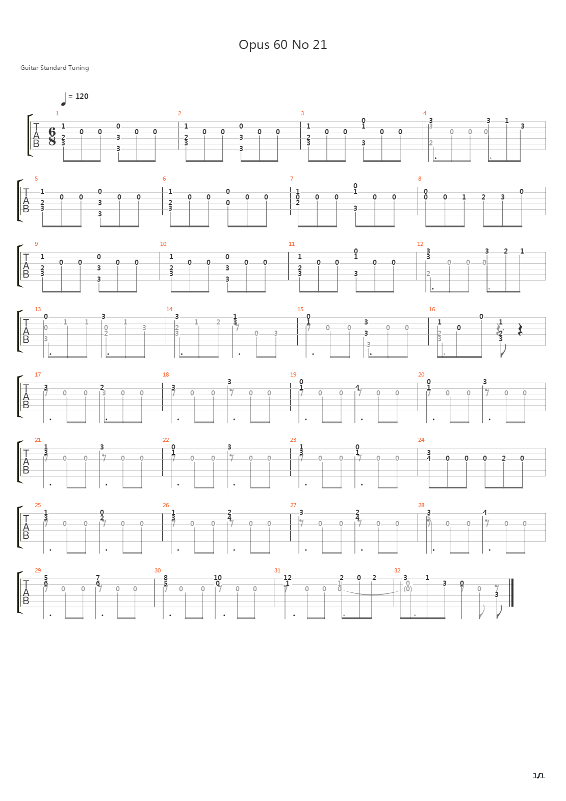 Opus 60 No 21吉他谱