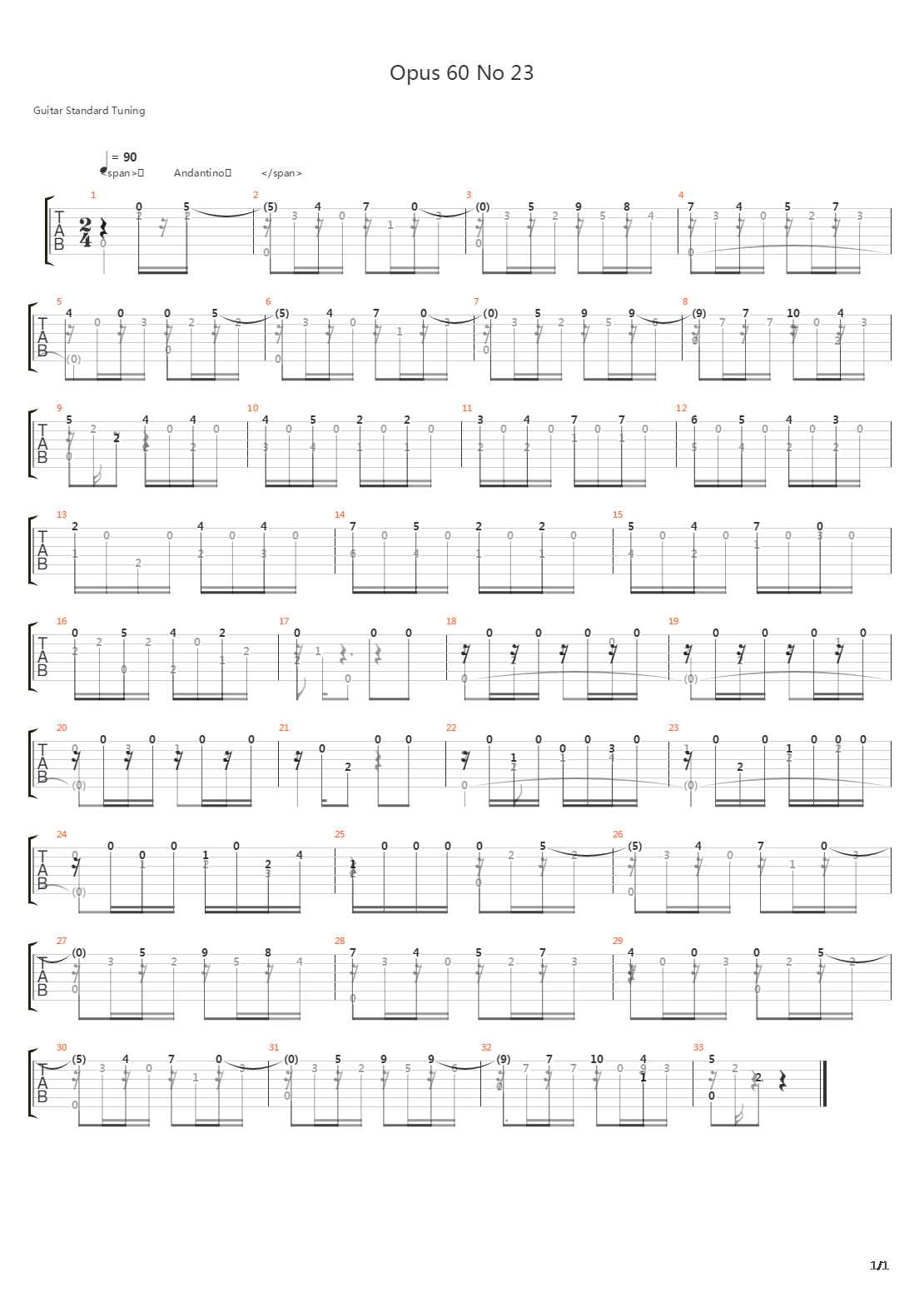 Opus 60 No 23吉他谱