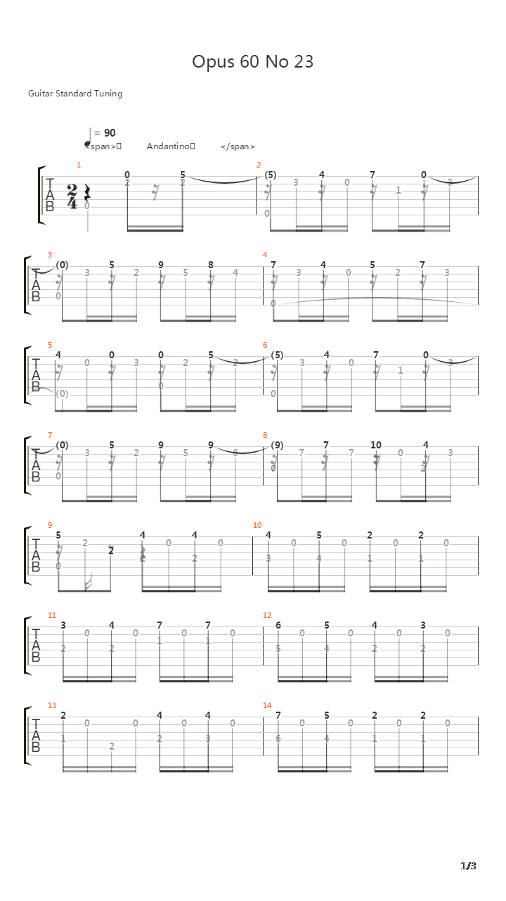Opus 60 No 23吉他谱