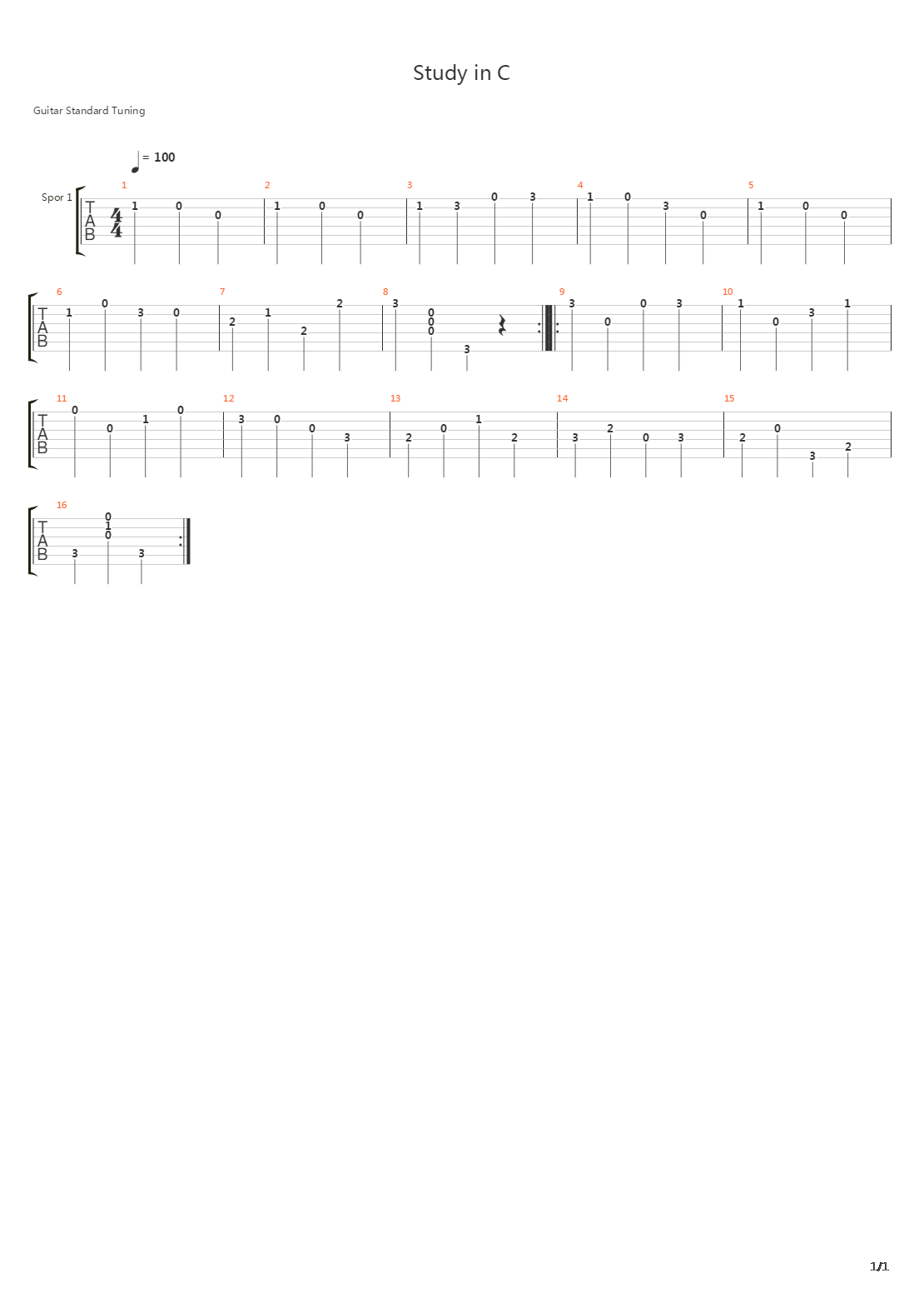 Study In C吉他谱