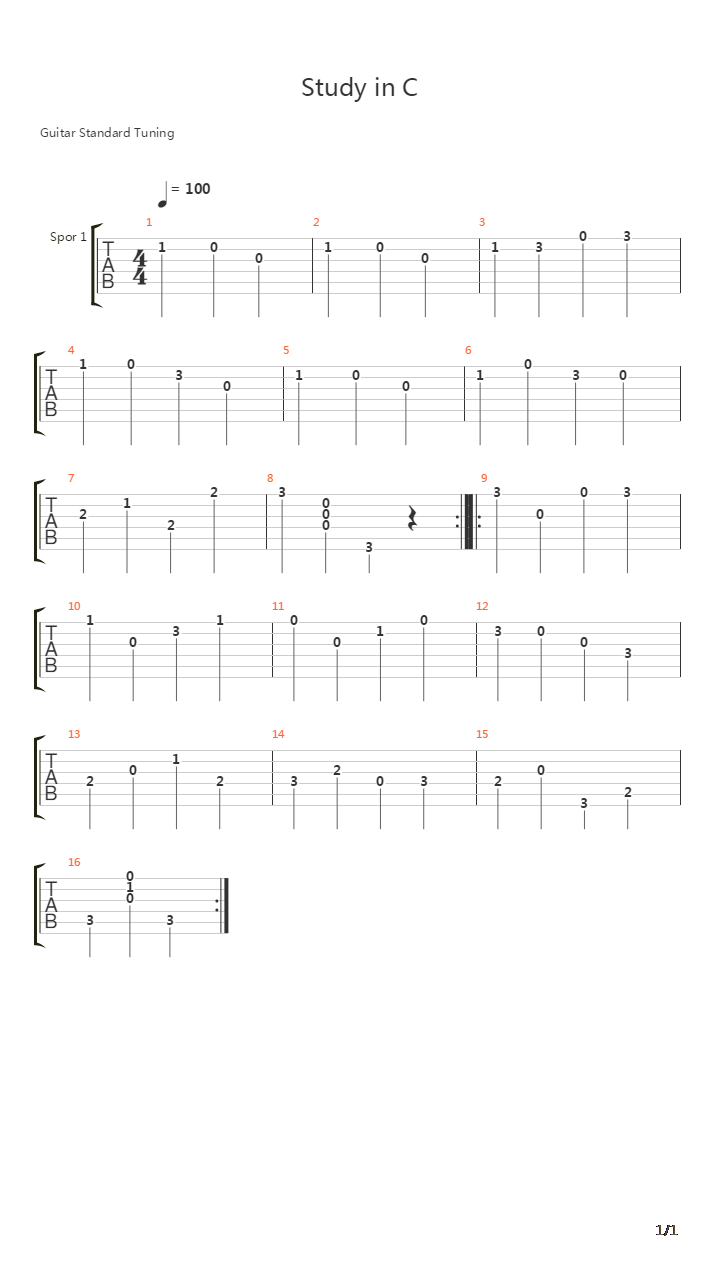 Study In C吉他谱