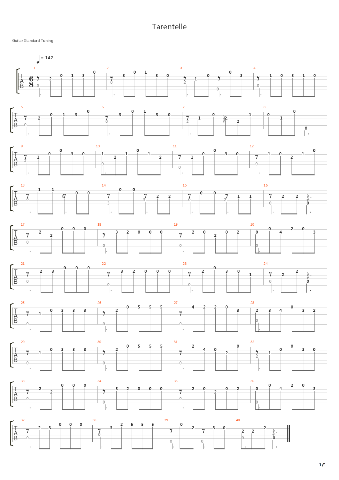 Tarentelle吉他谱