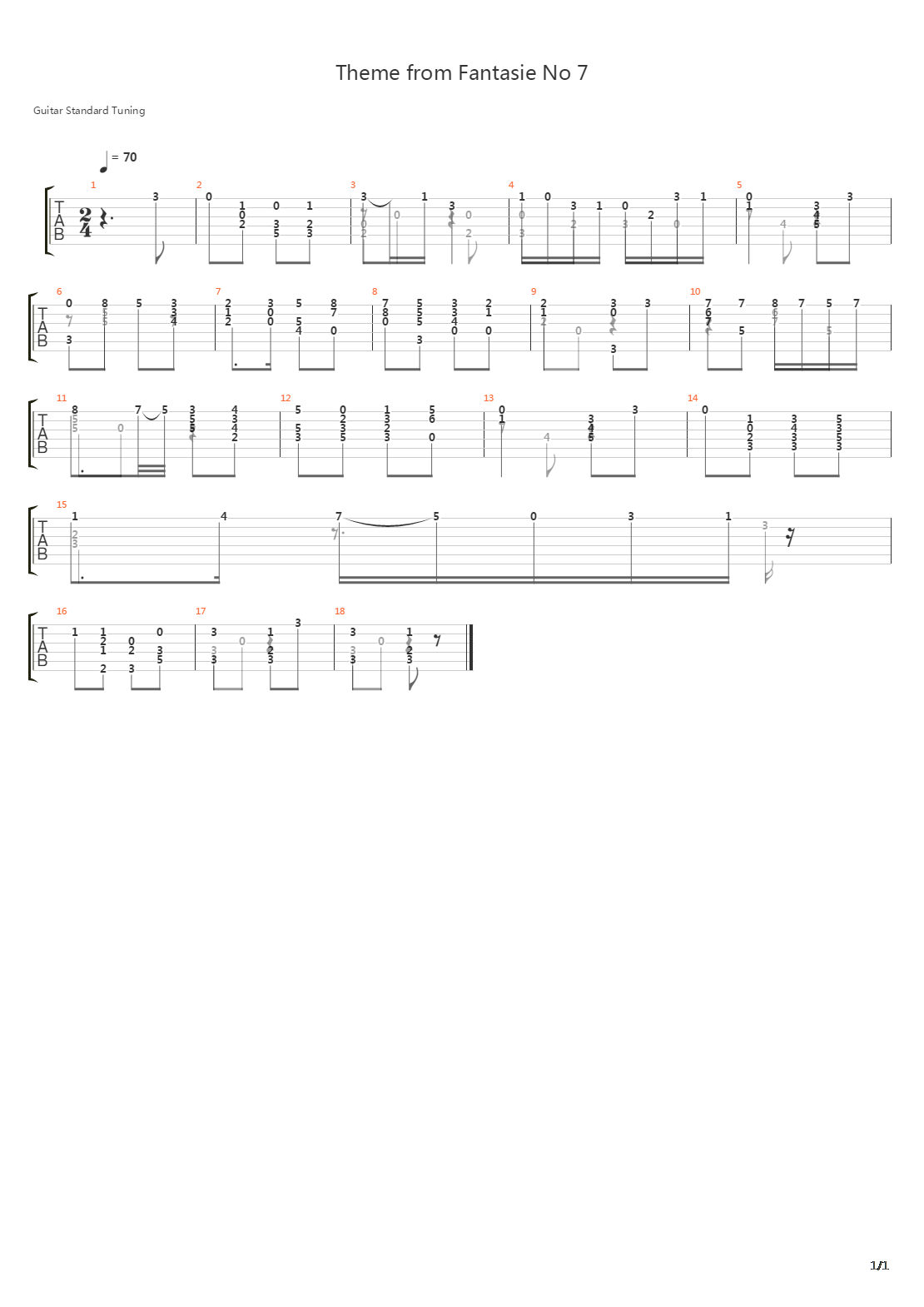 Theme from Fantasie No 7吉他谱