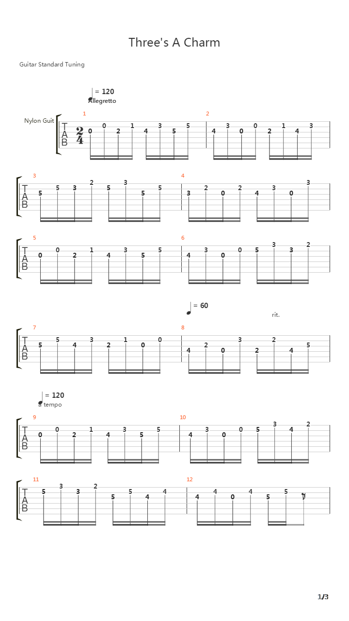 Threes A Charm吉他谱