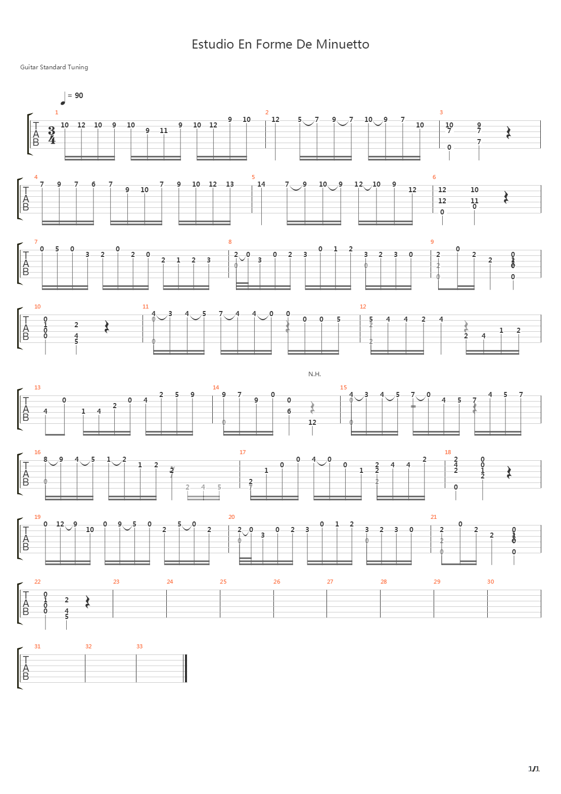Estudio En Forme De Minuetto吉他谱