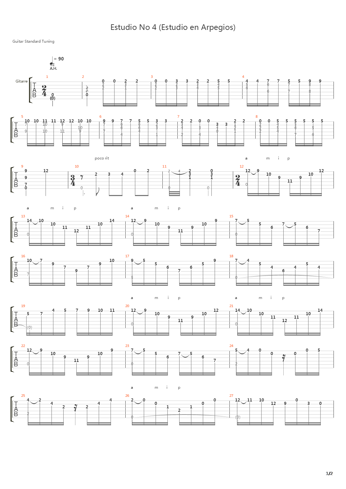 Estudio No 4 (Estudio en Arpegios)吉他谱