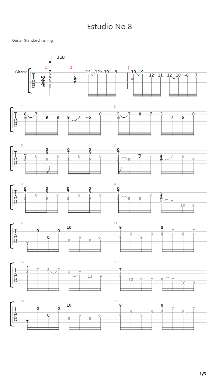 Estudio No 8吉他谱