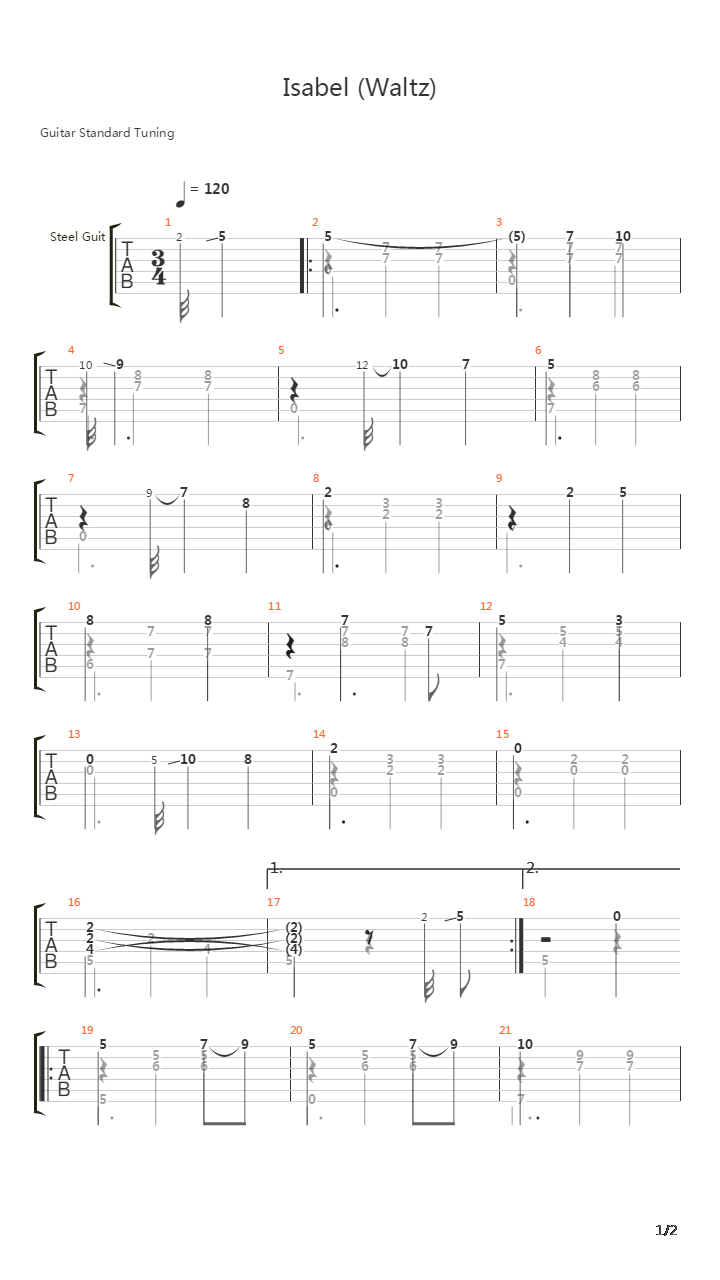 Isabel (Waltz)吉他谱