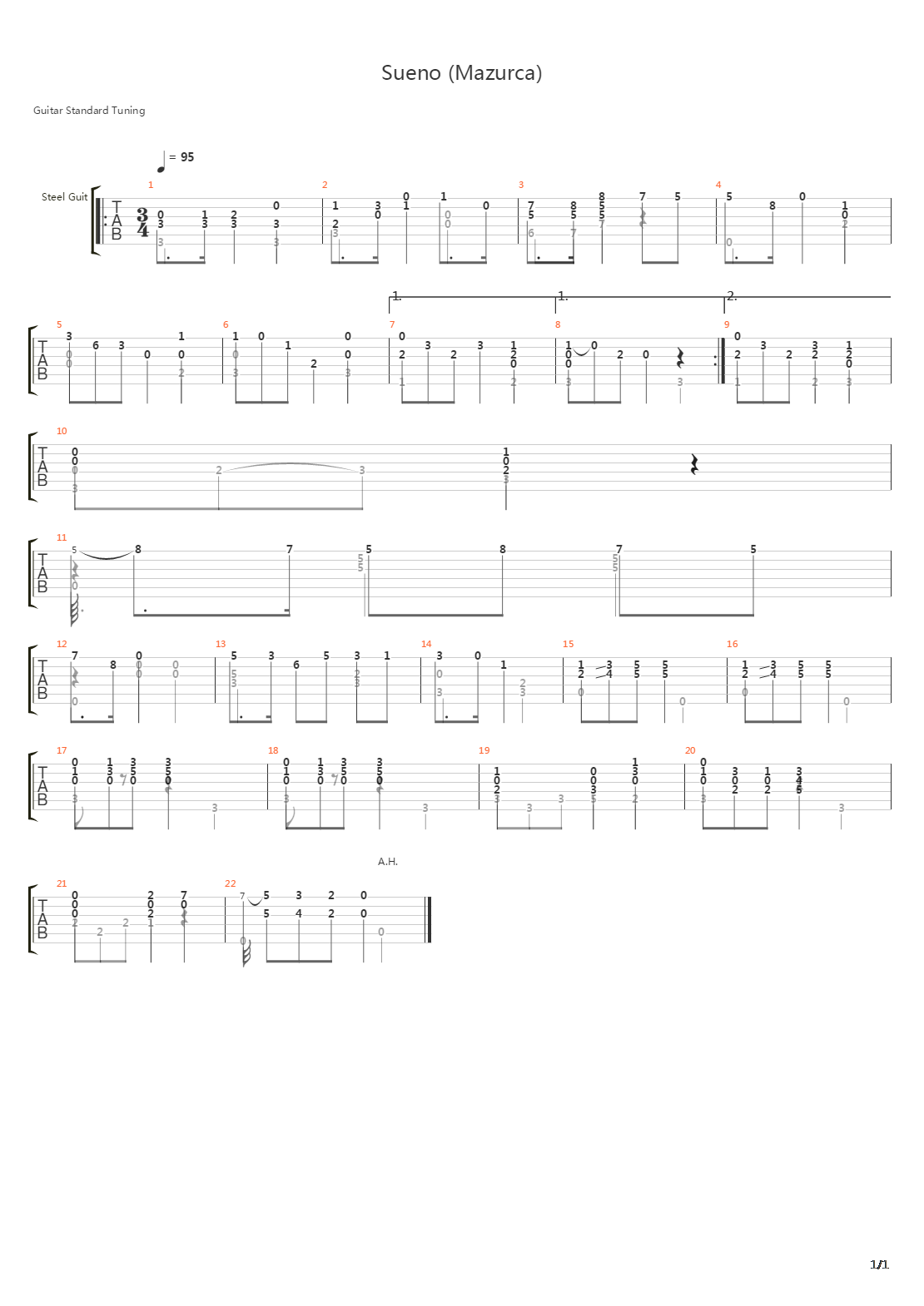 Sueno (Mazurca)吉他谱