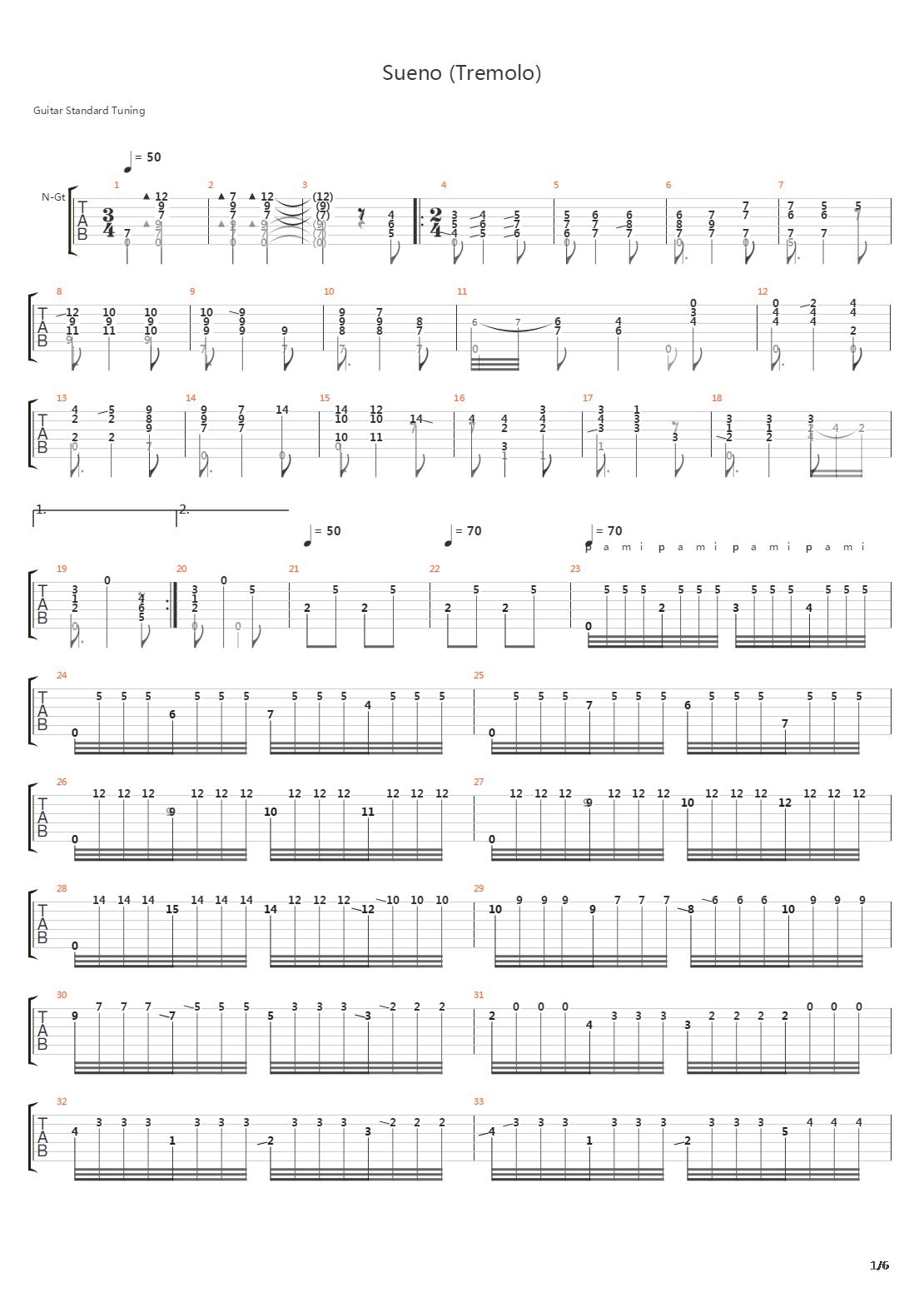 Sueno (Tremolo)吉他谱
