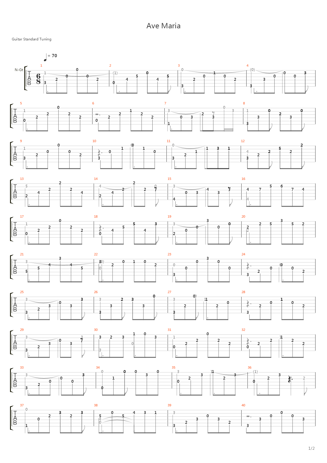 Ave Maria吉他谱