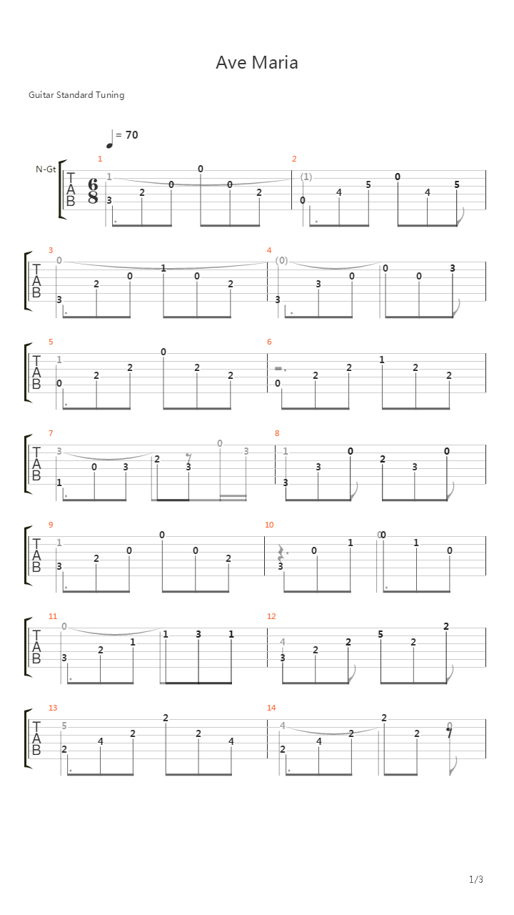 Ave Maria吉他谱