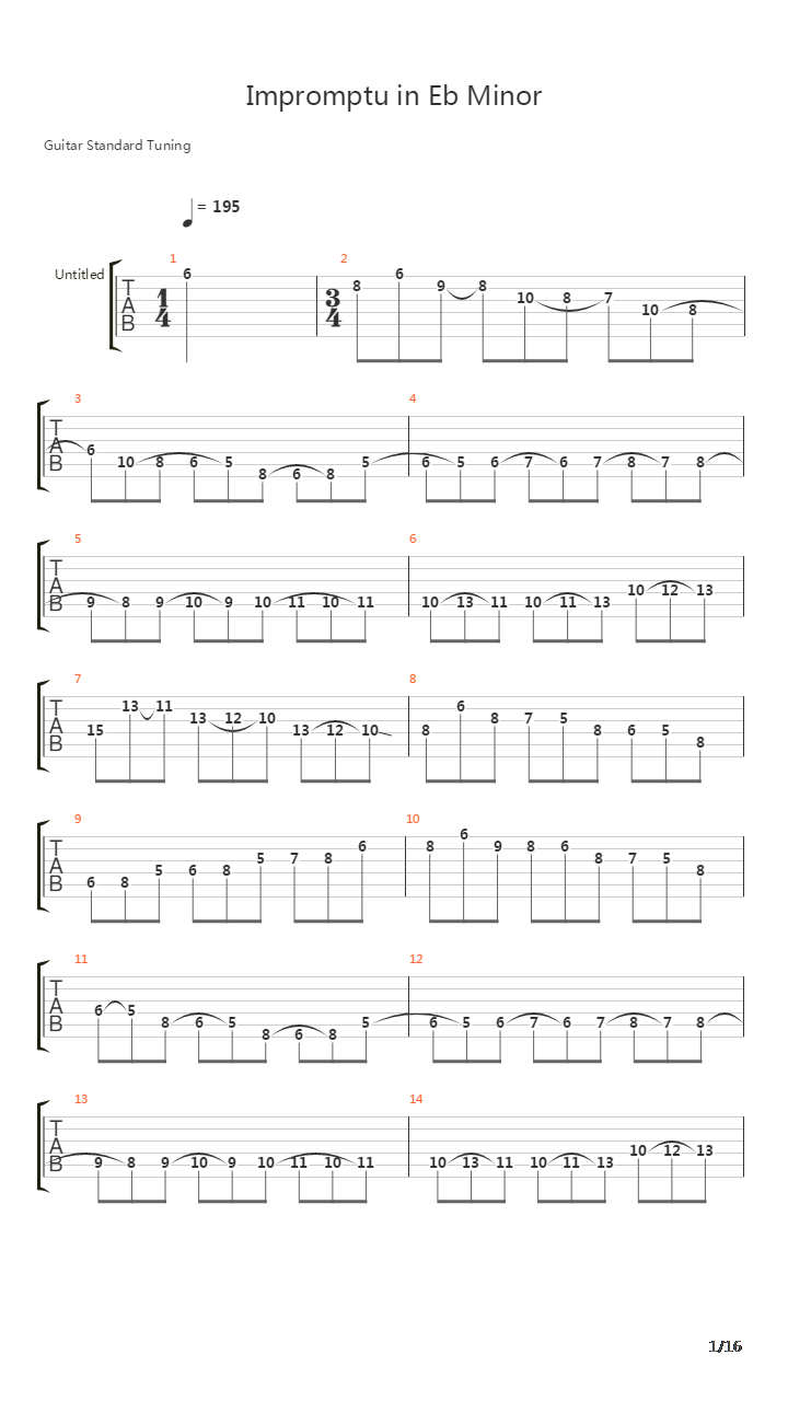 Impromptu 2 in Eb Minor吉他谱