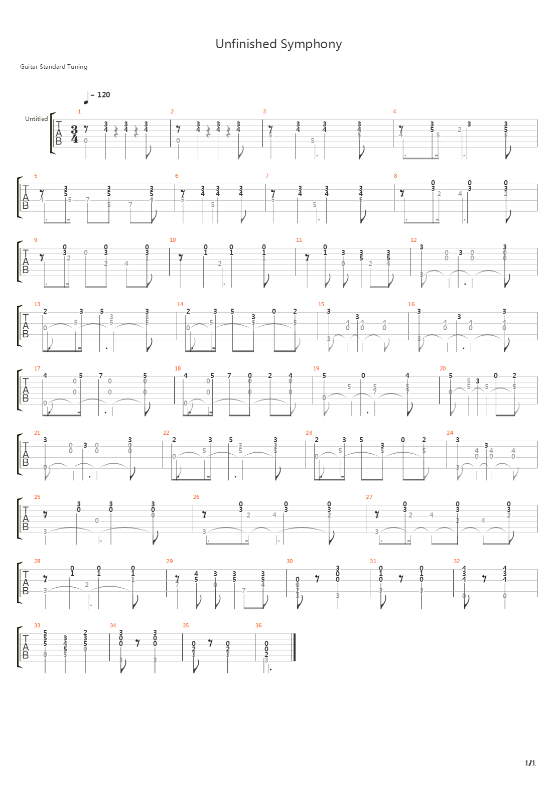Unfinished Symphony吉他谱