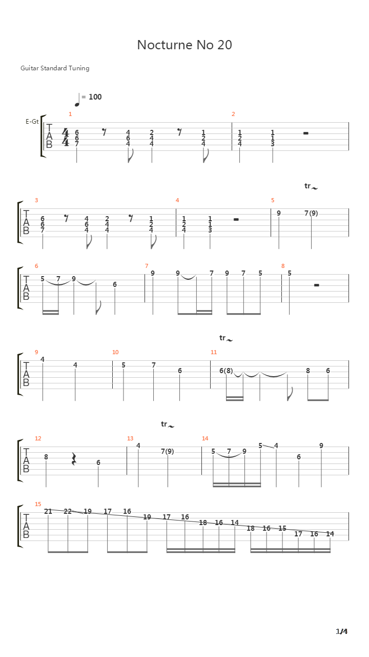 Nocturne No 20吉他谱