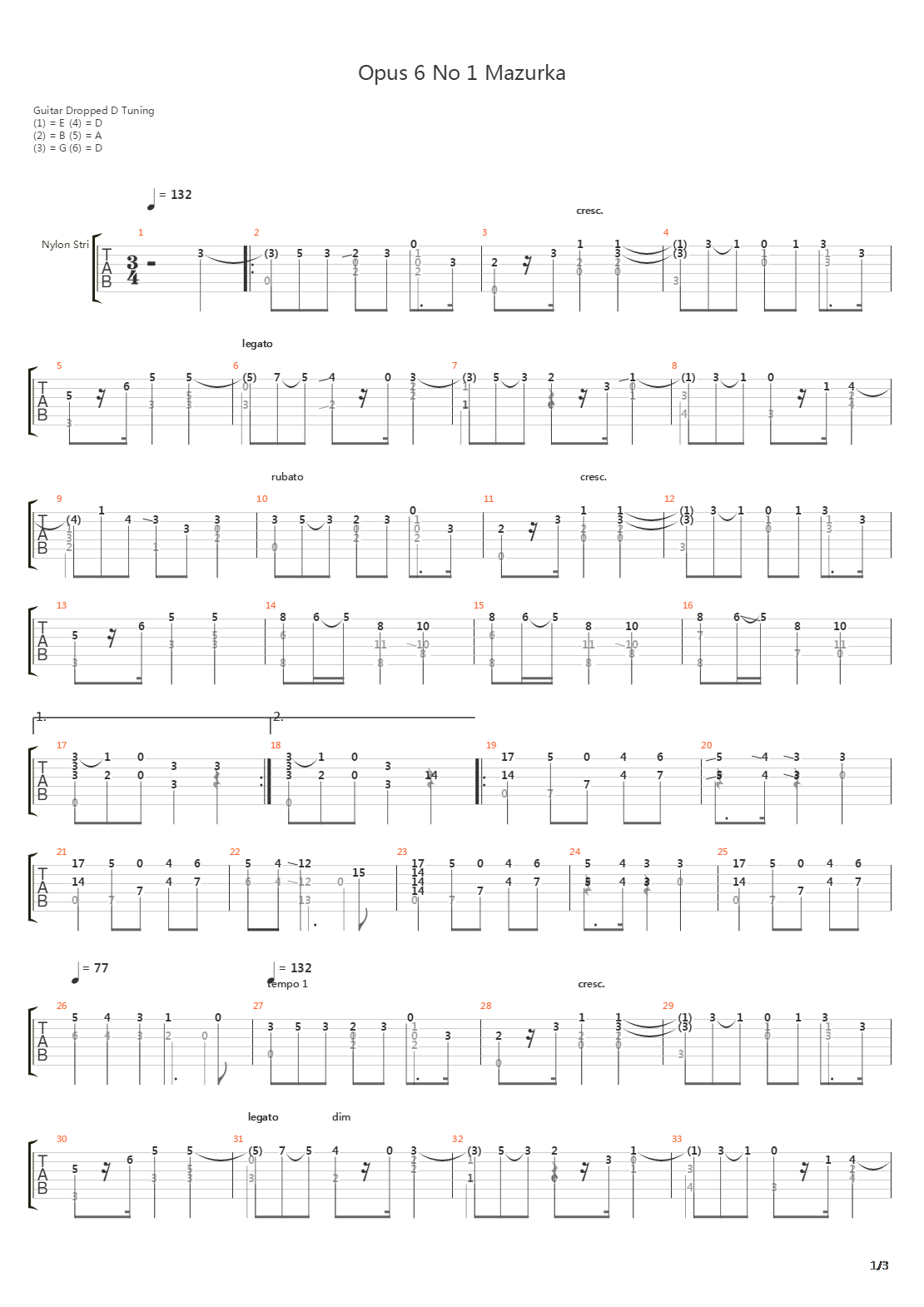 Opus 6 No 1吉他谱