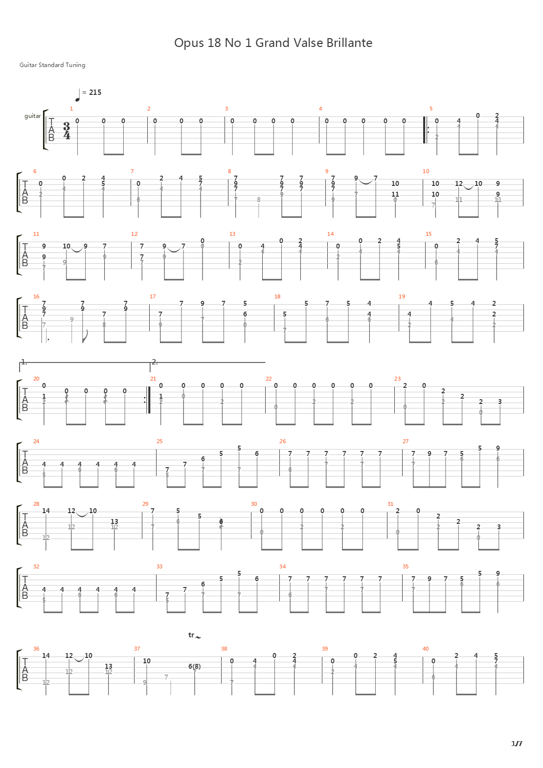 Opus 18 No 1吉他谱