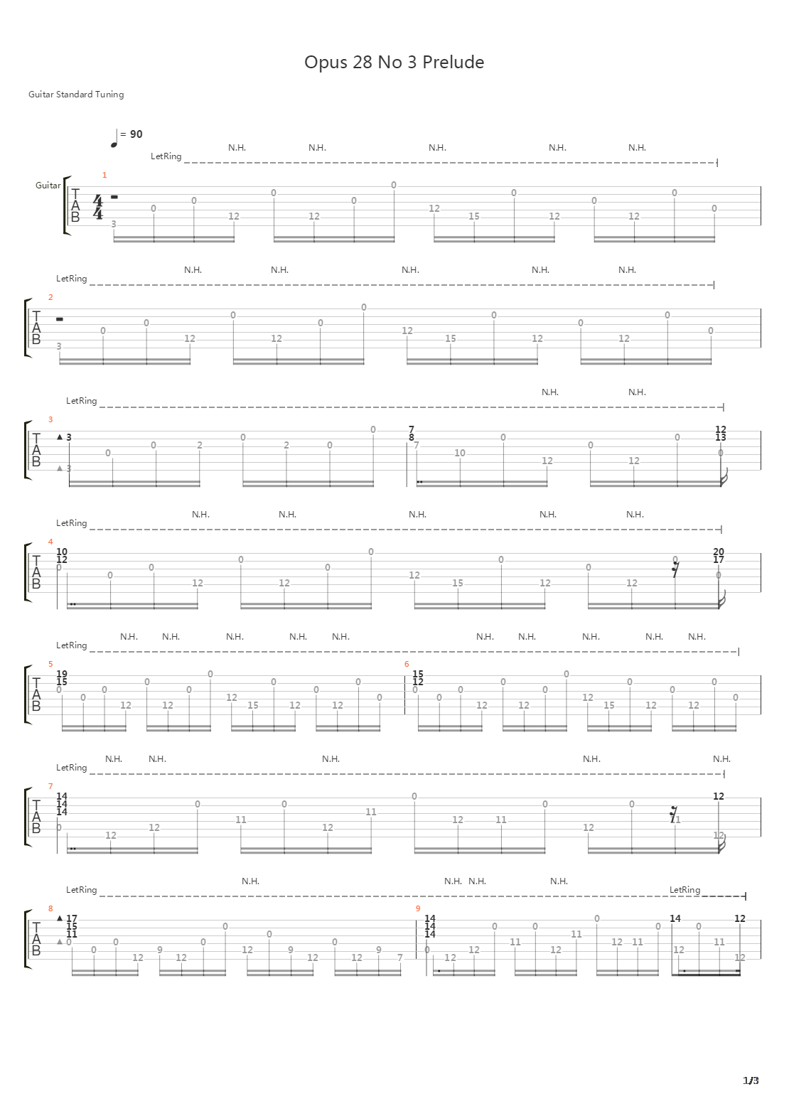 Opus 28 No 3 Prelude吉他谱