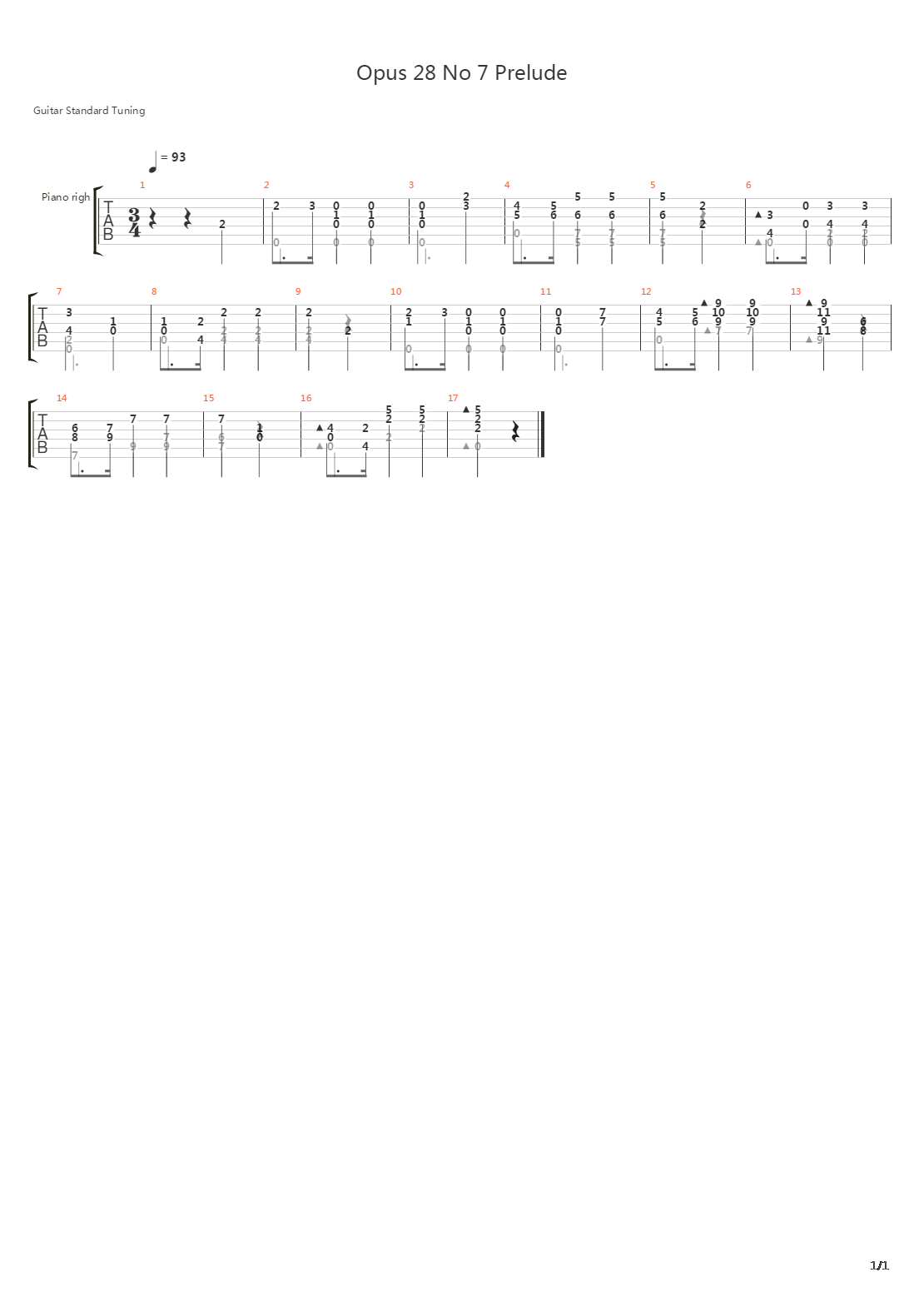 Opus 28 No 7 Prelude吉他谱