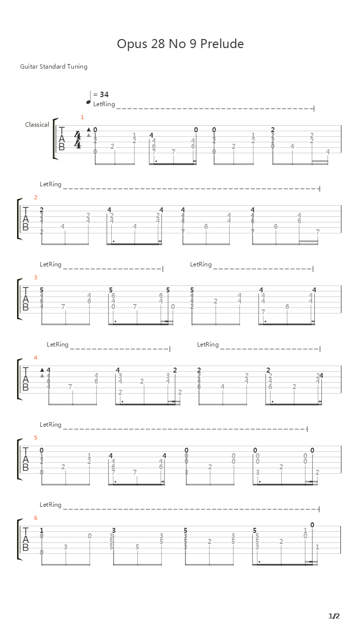 Opus 28 No 9 Prelude吉他谱