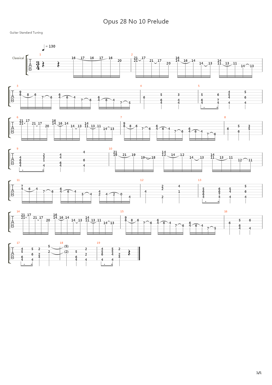 Opus 28 No 10 Prelude吉他谱