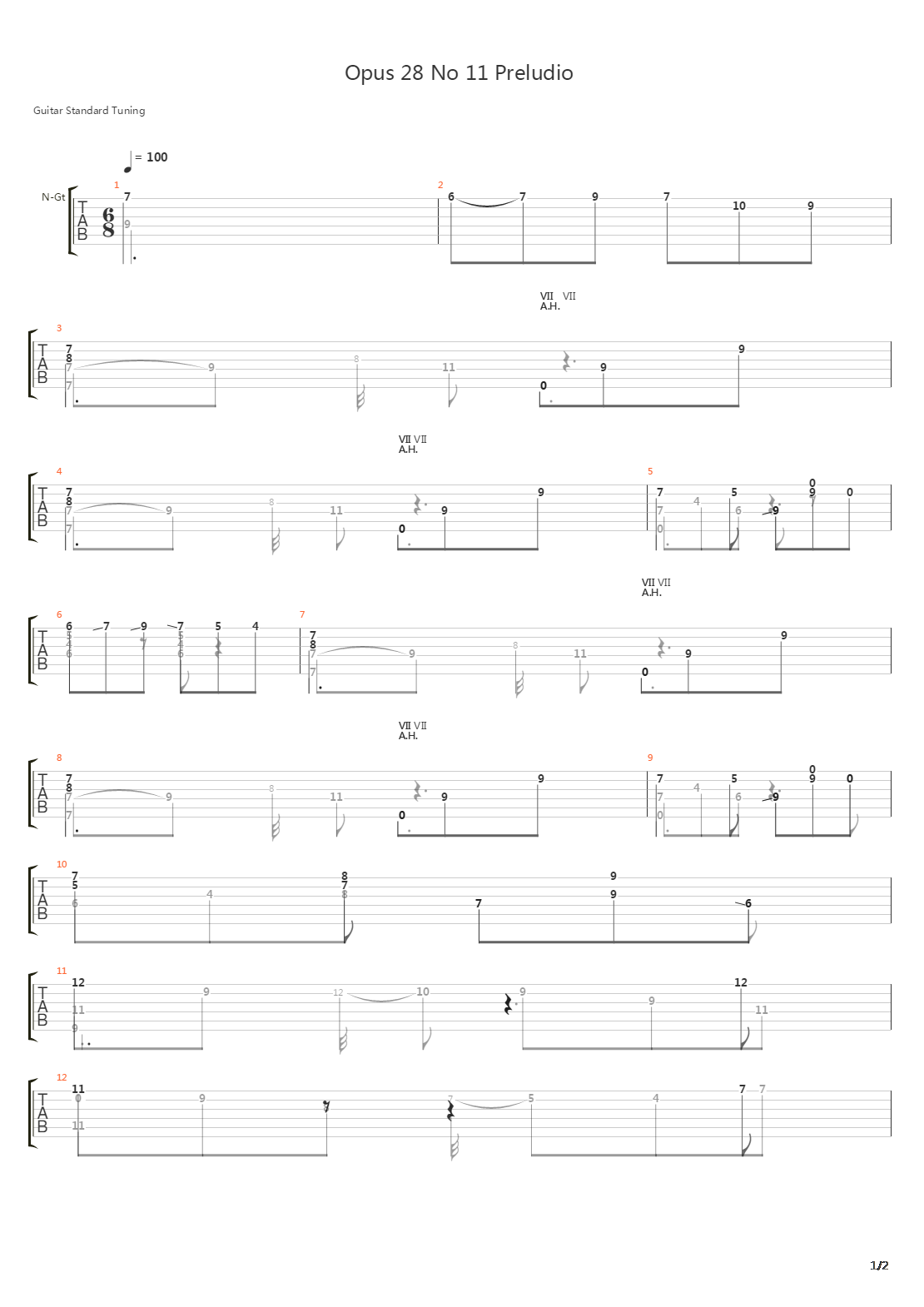 Opus 28 No 11 Preludio吉他谱