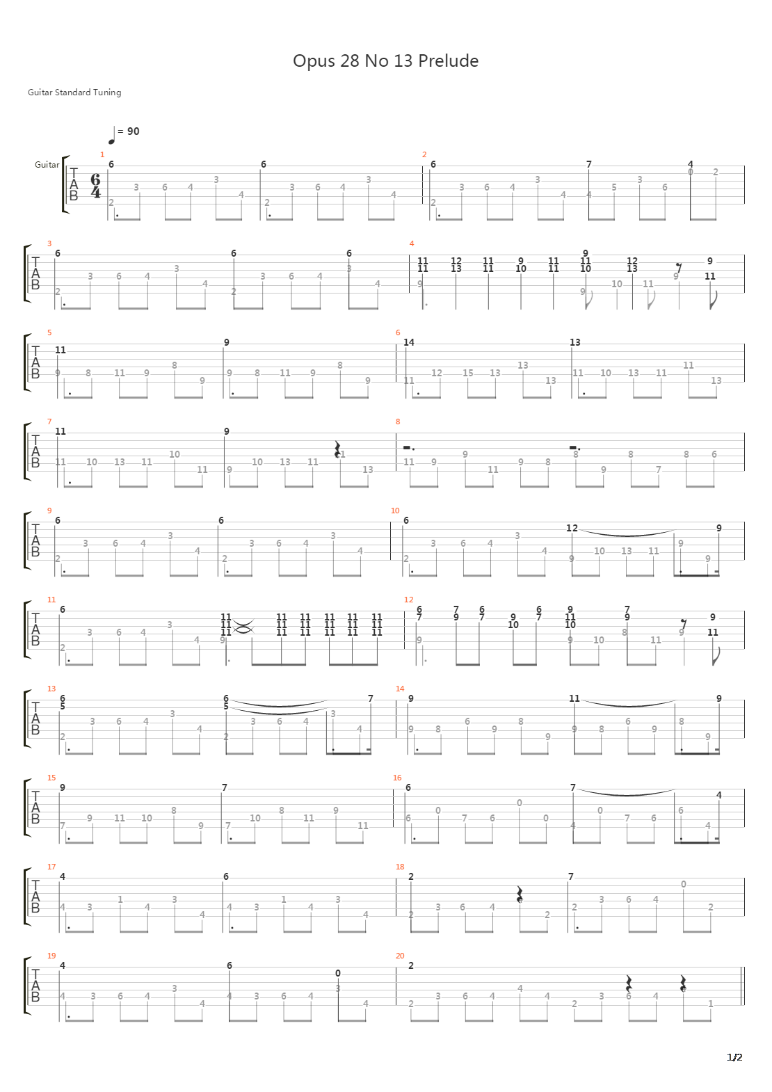 Opus 28 No 13 Prelude吉他谱