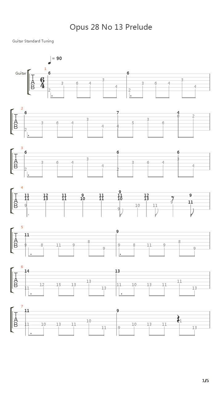 Opus 28 No 13 Prelude吉他谱