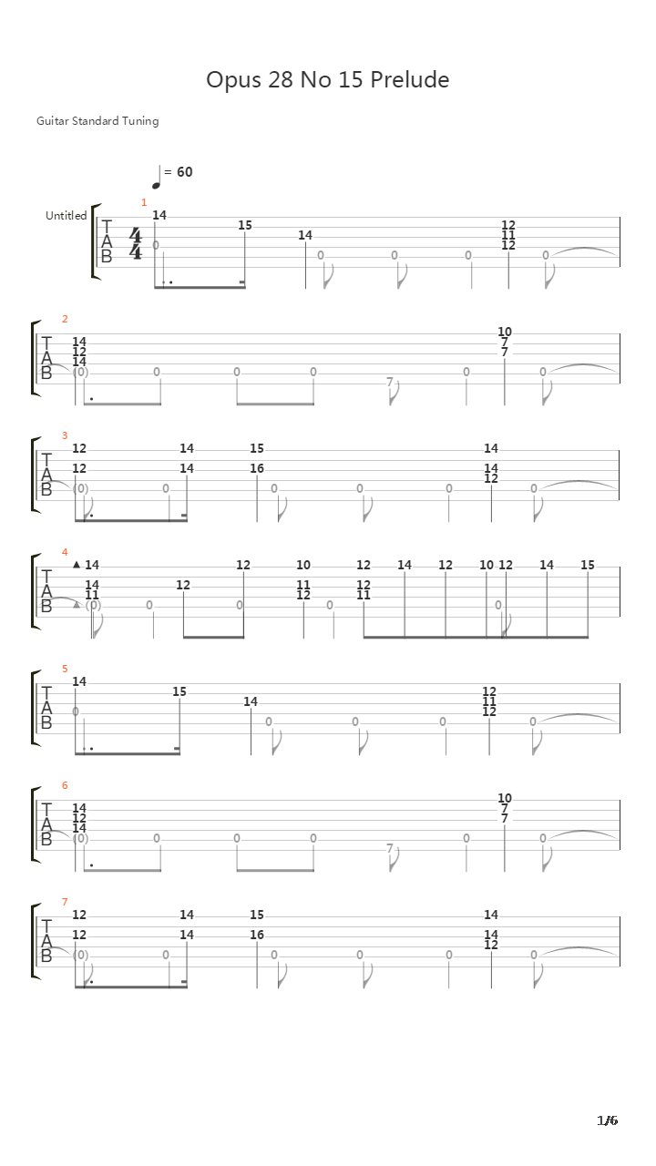 Opus 28 No 15 Prelude v2吉他谱