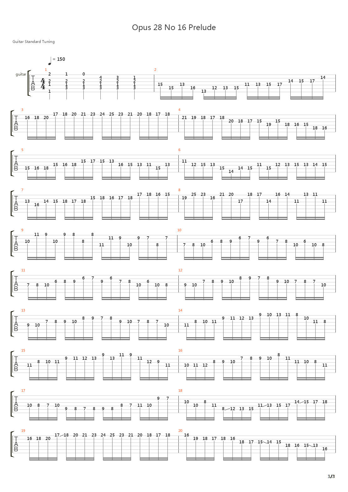 Opus 28 No 16 Prelude吉他谱