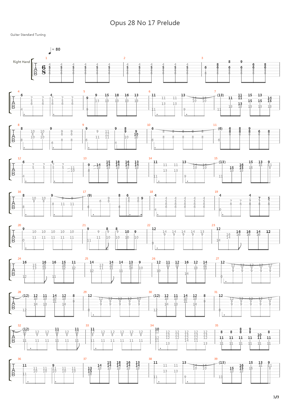 Opus 28 No 17 Prelude吉他谱