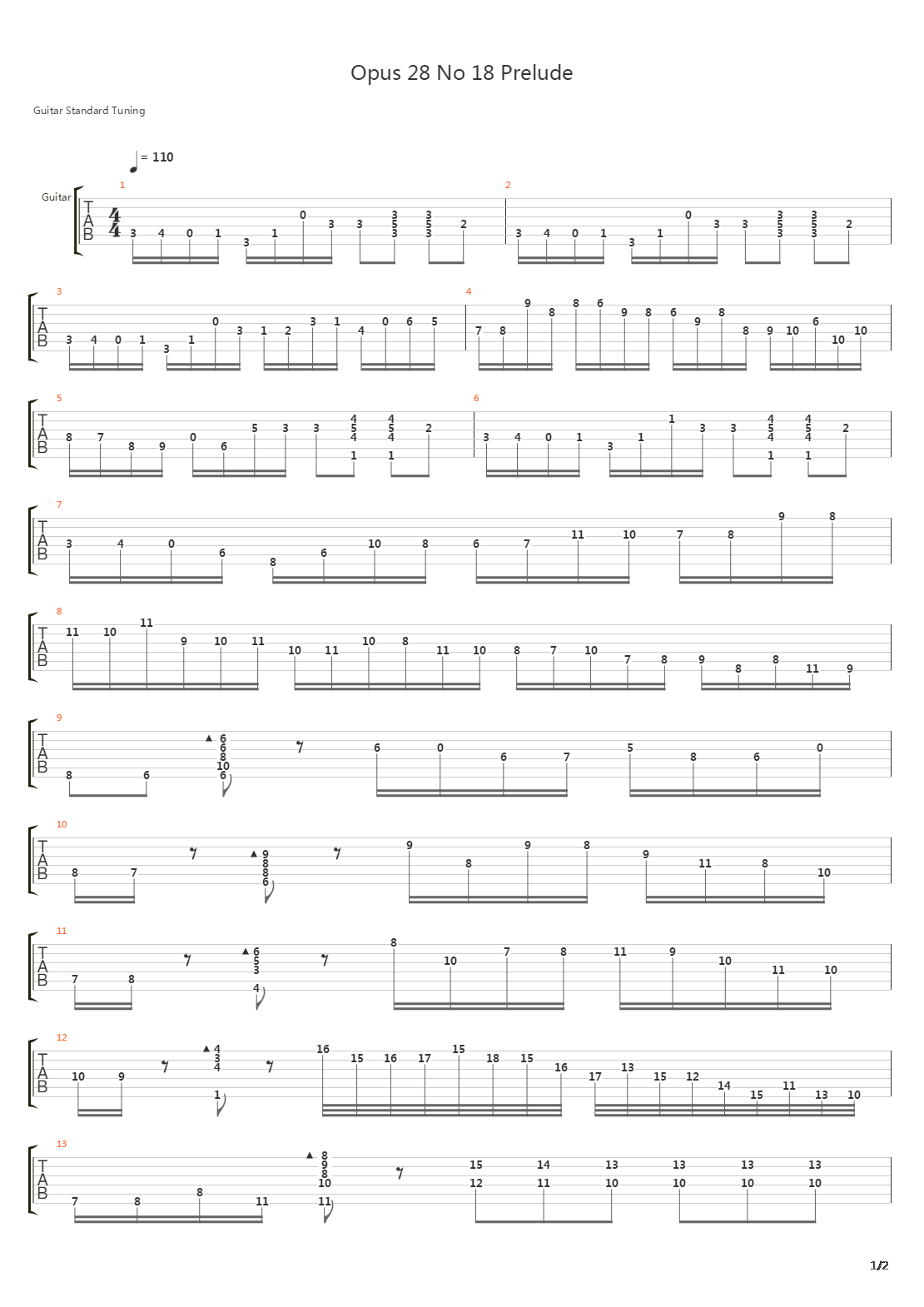 Opus 28 No 18 Prelude吉他谱