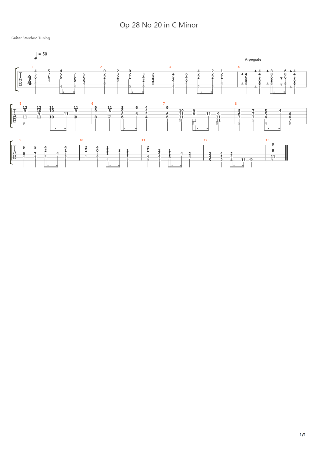 Opus 28 No 20 in C Minor吉他谱