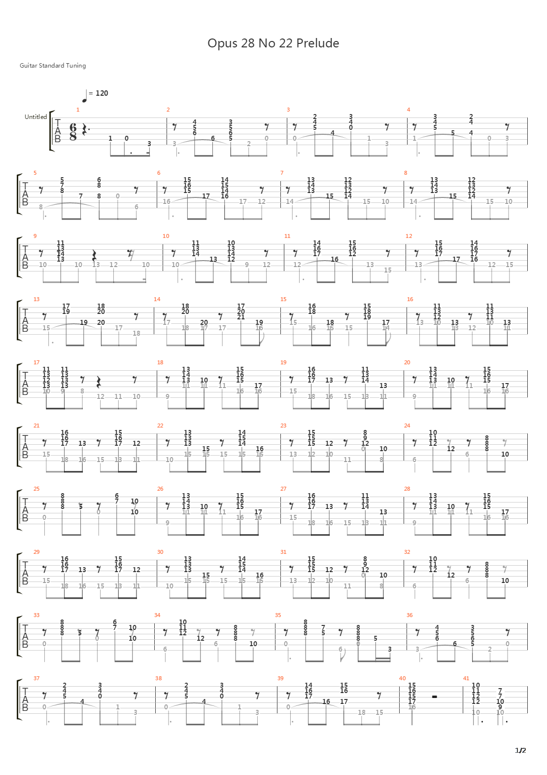 Opus 28 No 22 Prelude吉他谱