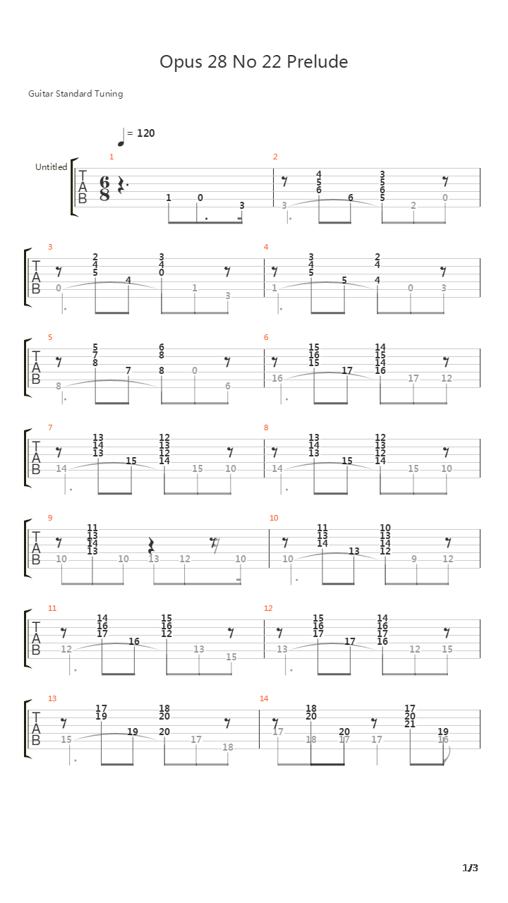 Opus 28 No 22 Prelude吉他谱