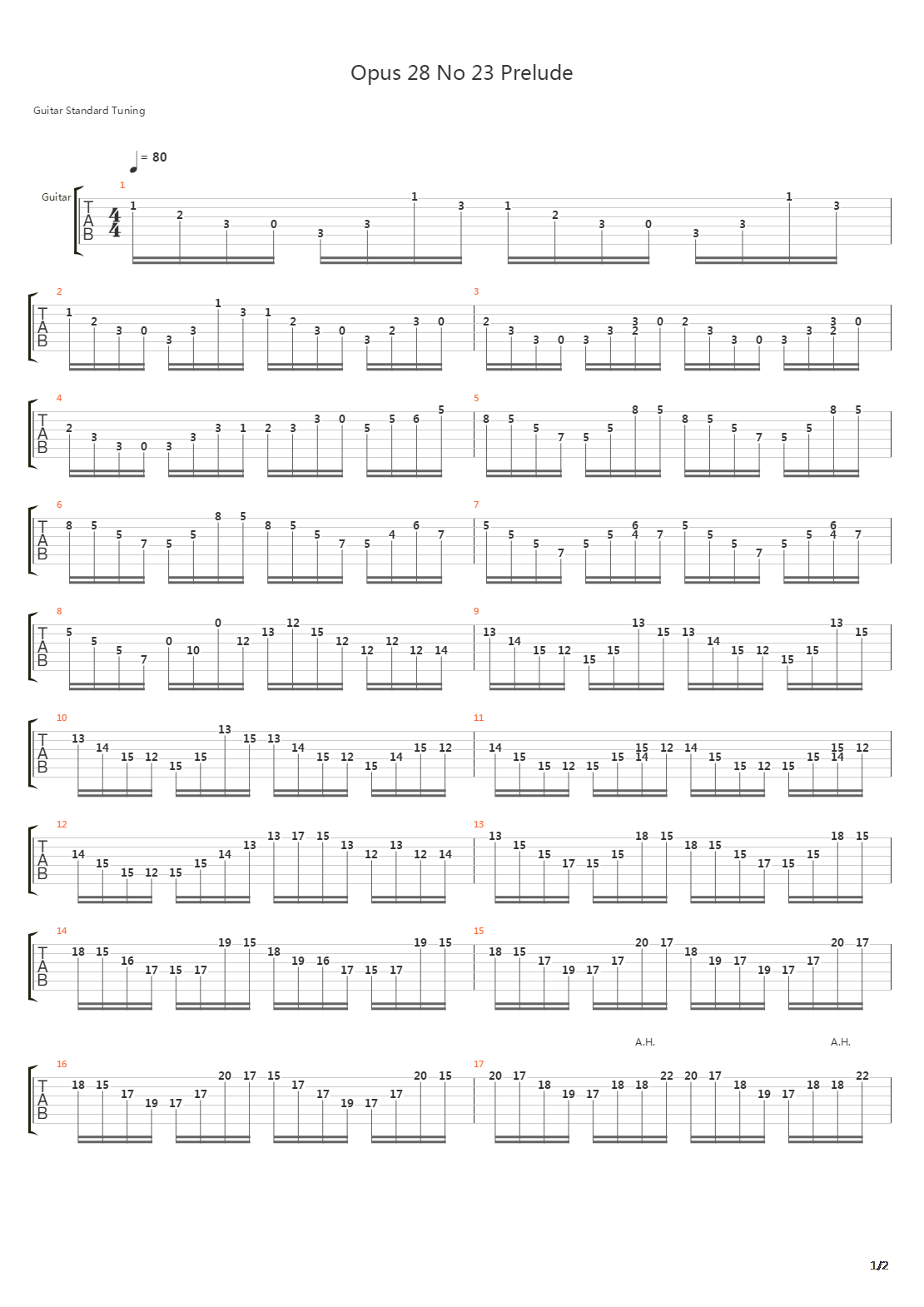 Opus 28 No 23 Prelude吉他谱