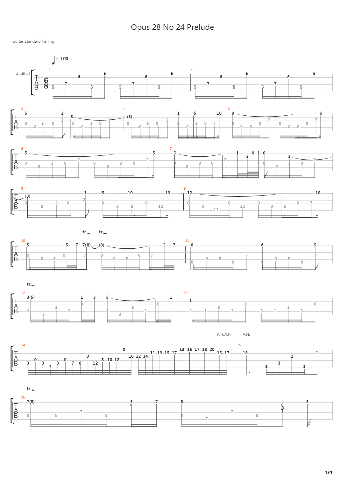 Opus 28 No 24 Prelude吉他谱