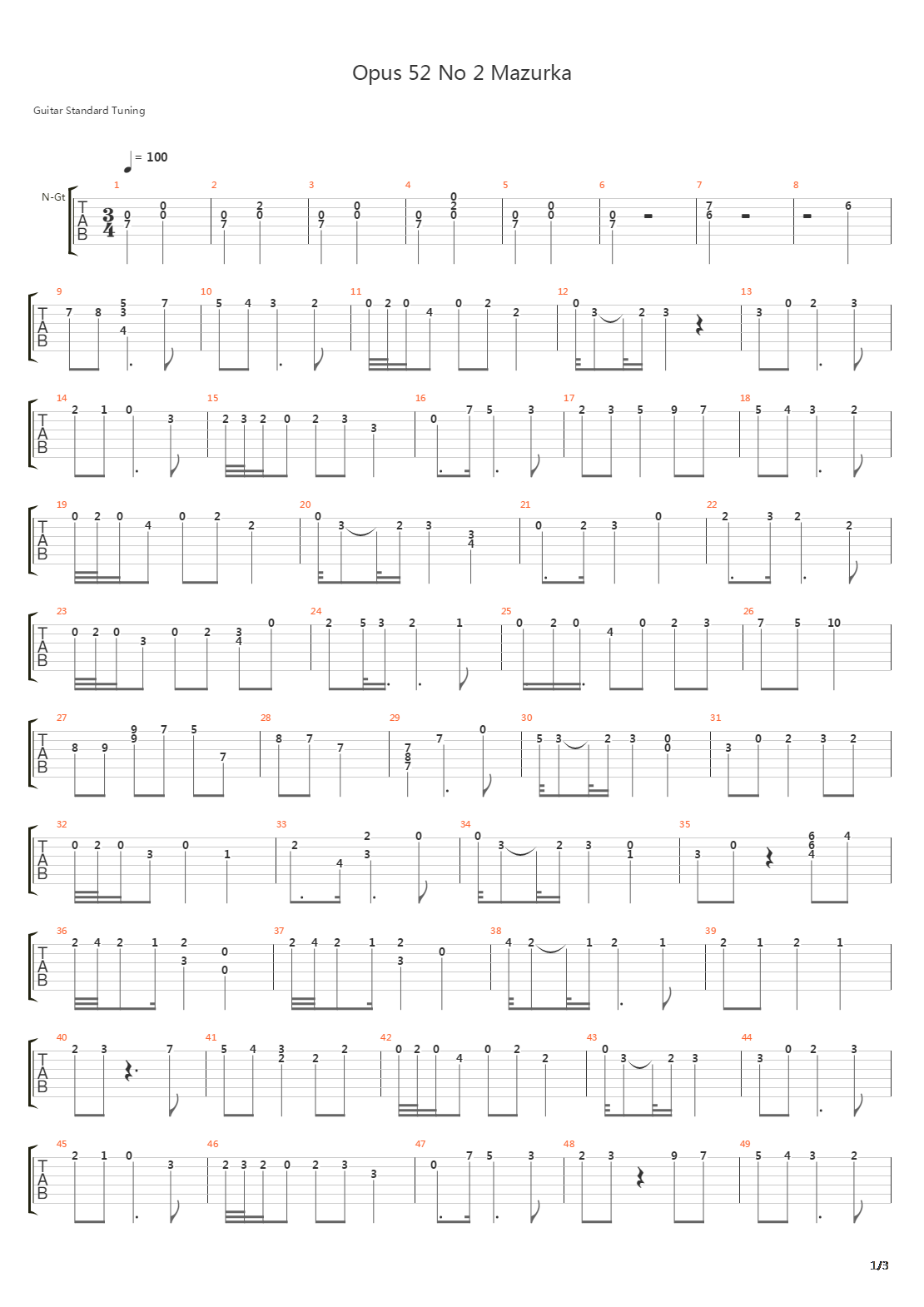 Opus 52 No 2吉他谱