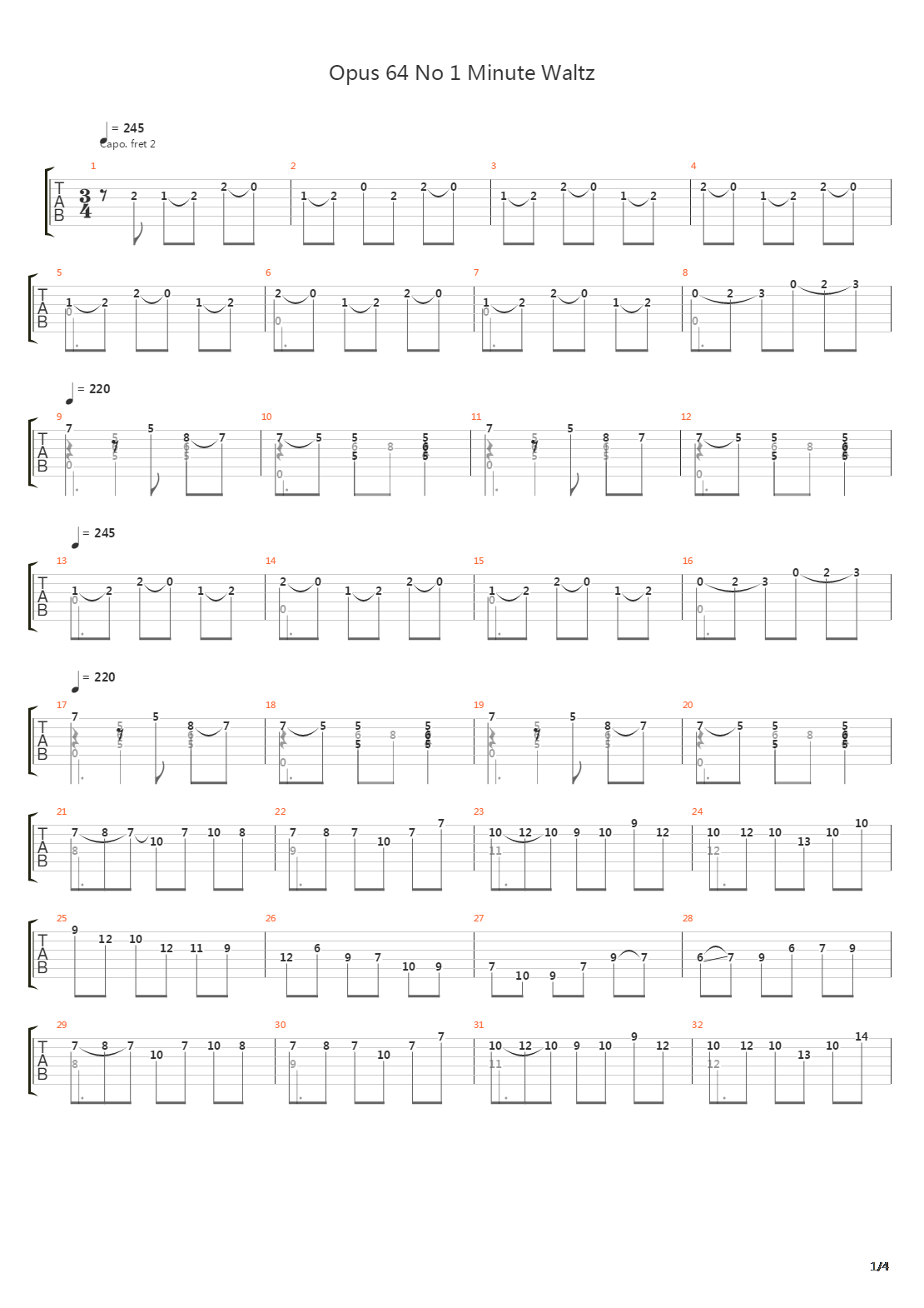 Opus 64 No 1吉他谱