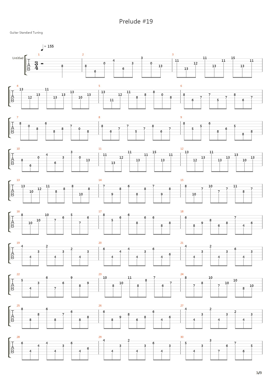 Prelude 19 In E Flat Major吉他谱