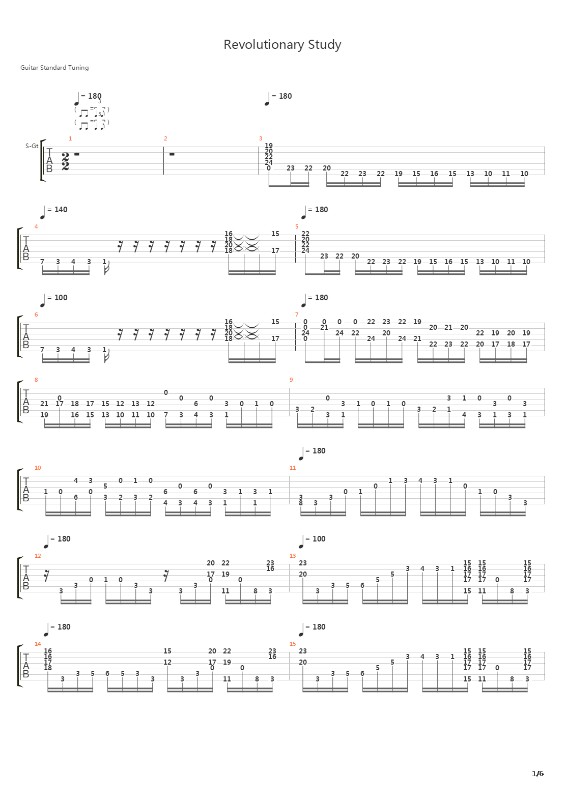 Revolutionary Study吉他谱