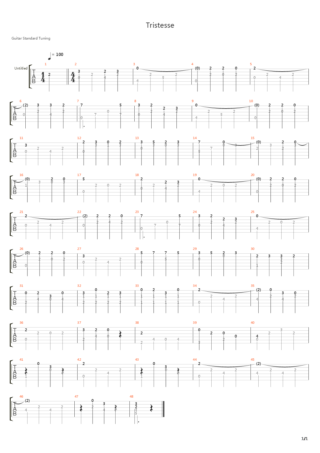 Tristesse吉他谱