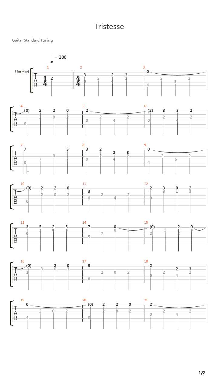 Tristesse吉他谱