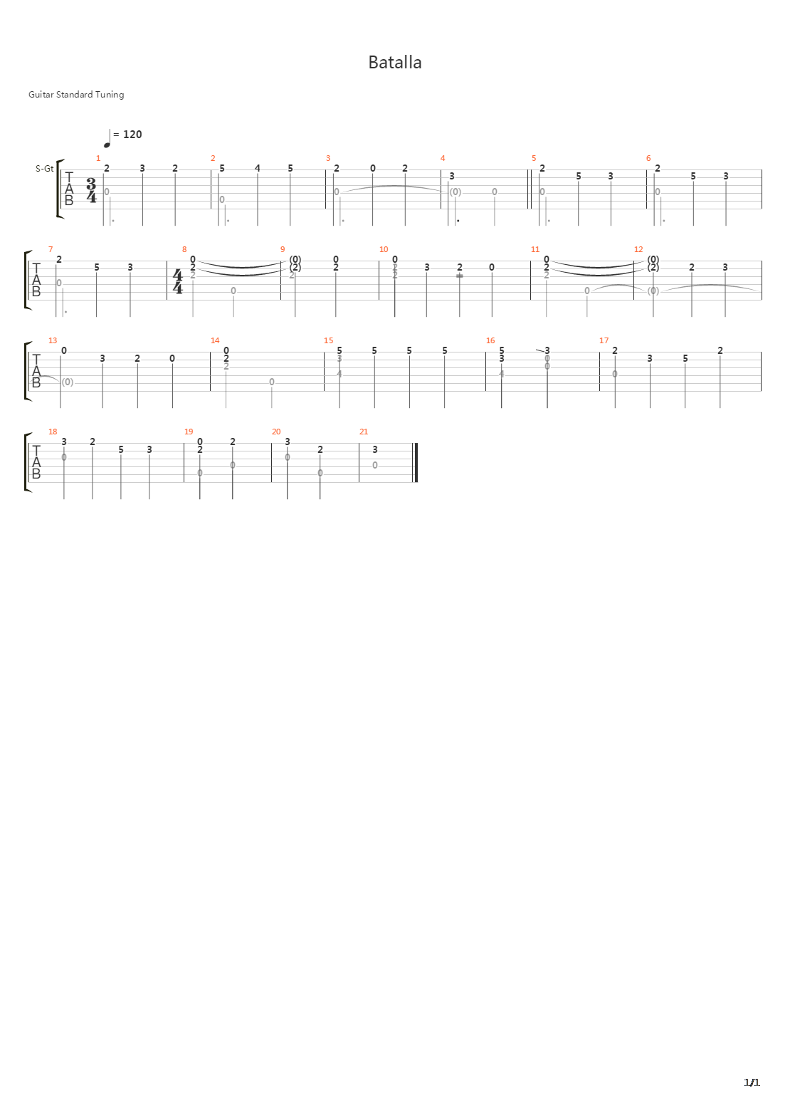 Batalla吉他谱