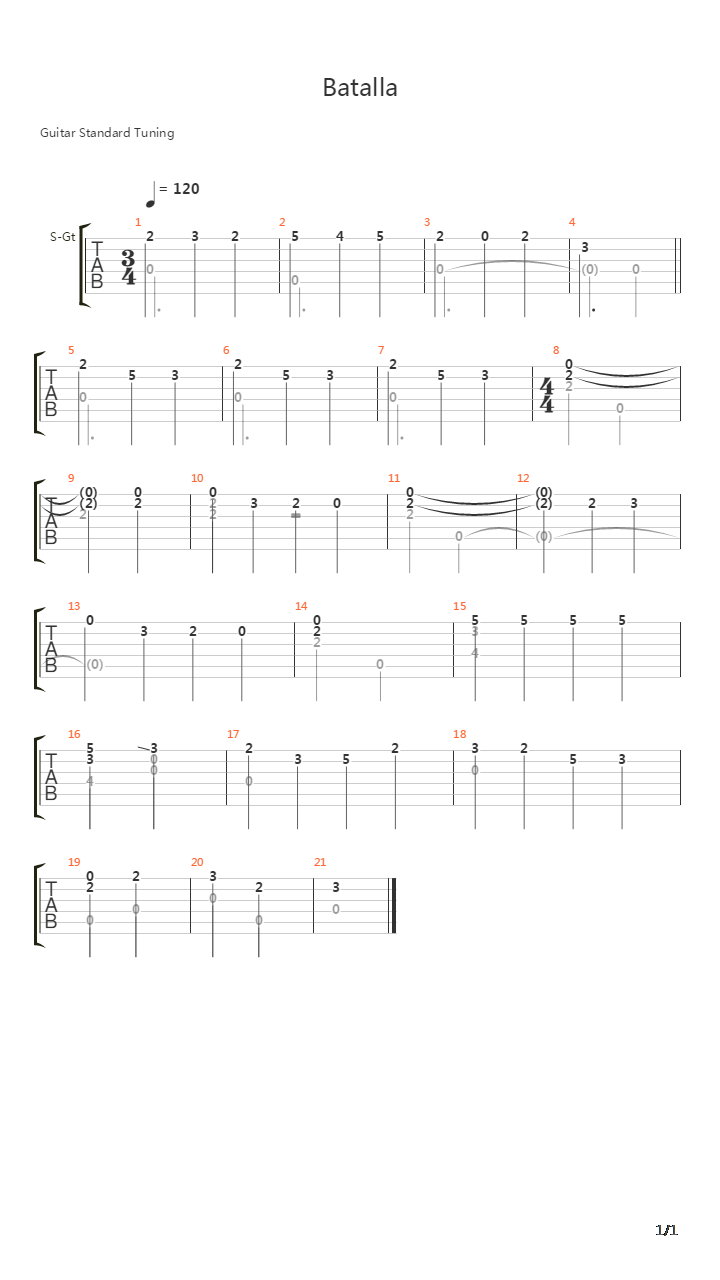 Batalla吉他谱